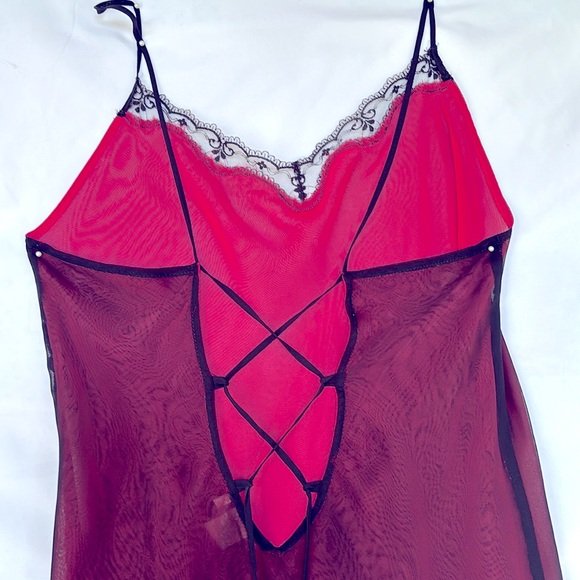 VINTAGE 90’s JONES NEW YORK BEAUTIFUL, SEXY TWO COLORS LACE NIGHTGOWN - LARGE - Picture 3 of 11